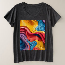 Camiseta Formas tridimensionais giradas em cores arco-íris