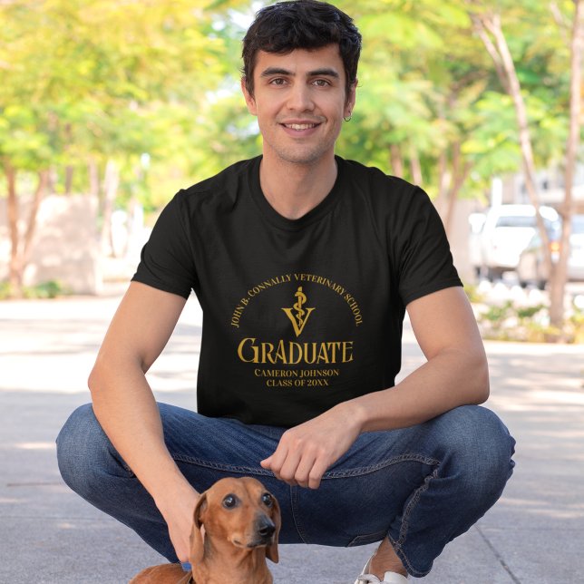 Camiseta Formatação Dourada de Veterinária Personalizada (Criador carregado)