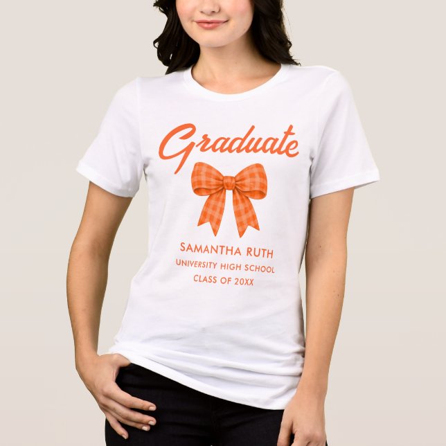 Camiseta Formatura com Laço Xadrez Laranja (Frente)