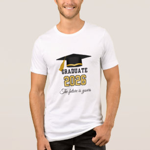 Camiseta Formatura da Turma de 2026 Argamassa Dourado e Pre