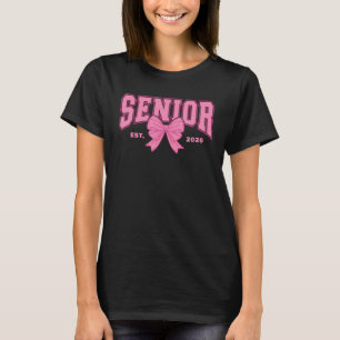 Camiseta Formatura Feminina Coquette Senior 2026 Laço Rosa