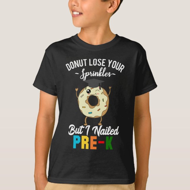 Camiseta Formatura Fofa de Pré-Escola Graduado de Donut (Frente)