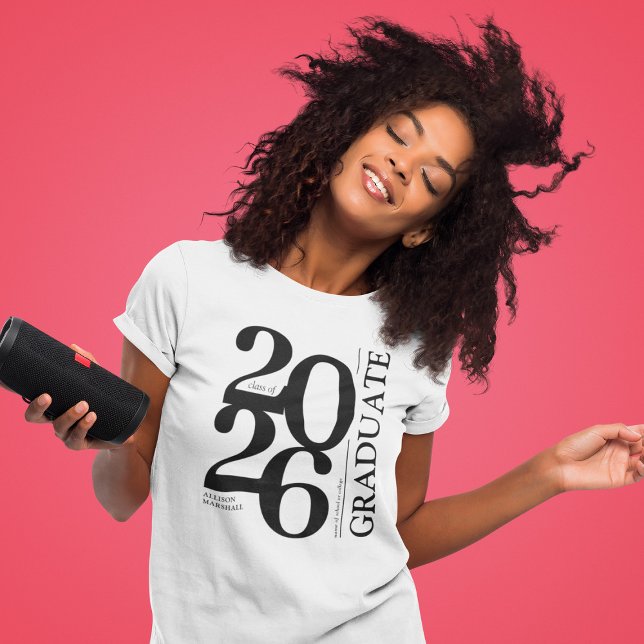 Camiseta Formatura Negra Tendência 2025 Graduado Ousado (Criador carregado)