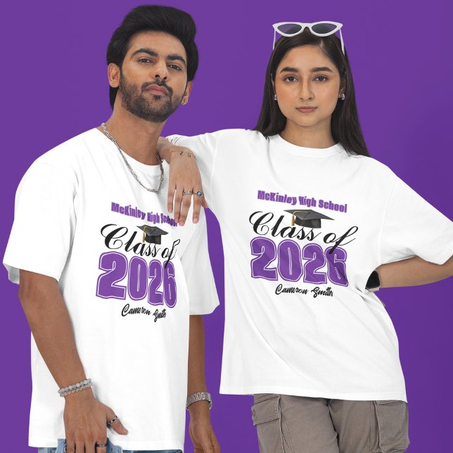 Camiseta Formatura Personalizada Roxa da Turma de 2026 (Criador carregado)