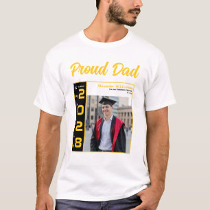 Camiseta Formatura Preto Branco Amarelo Foto Orgulhoso Pai