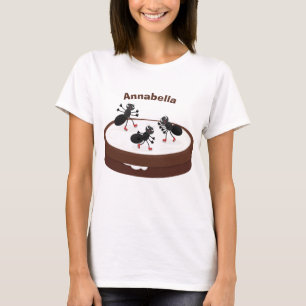 Camiseta Formigas felizes patinando em desenhos animados