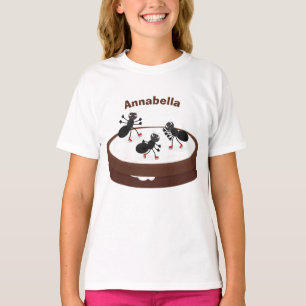 Camiseta Formigas felizes patinando em desenhos animados