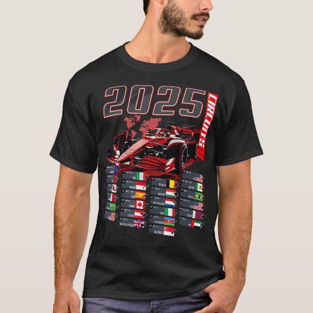 Camiseta Fórmula de Circuitos de Fórmula 2025 Programação d (Frente)