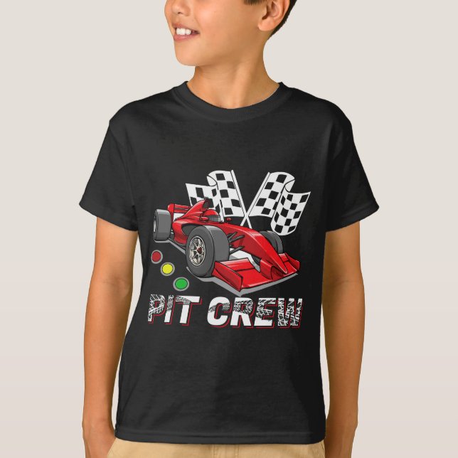 Camiseta Fórmula de corridas de vara de pit Crew Checkered  (Frente)