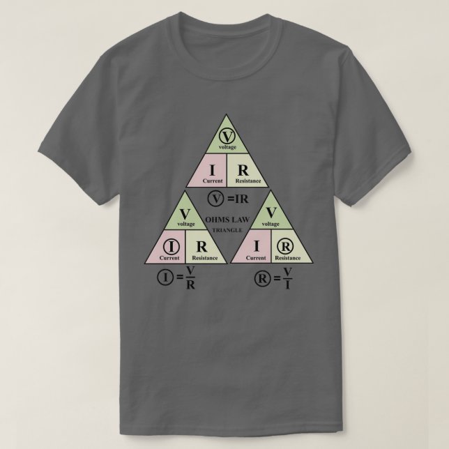Camiseta Fórmula de lei de ohms elétrico Triângulo para a e (Frente do Design)