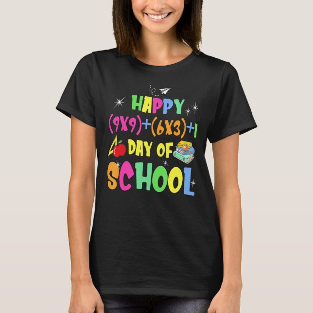 Camiseta Fórmula Matemática 100 Dias De Escola Feliz 100º D (Frente)