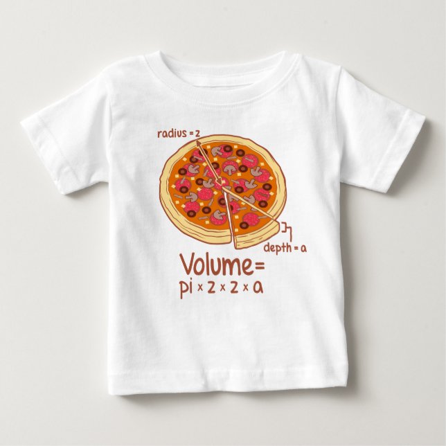 Camiseta Fórmula matemática = Pi*z*z*a do volume da pizza (Frente)