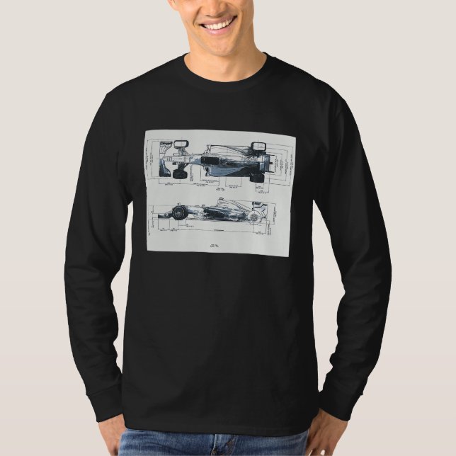 Camiseta Formula Racing Car Blueprint Mechanical Engineerin (Frente)