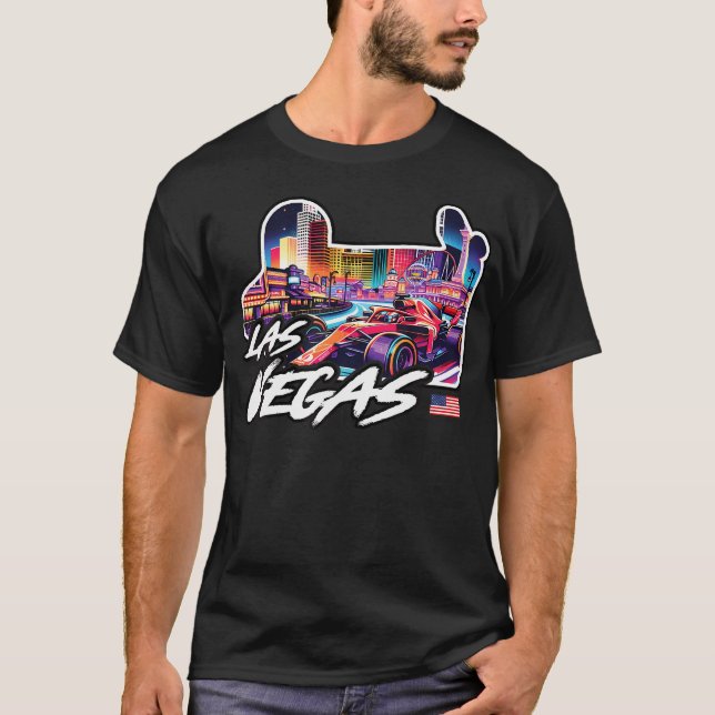 Camiseta Fórmula Racing Las Vegas Open Wheel Car Circuit Us (Frente)