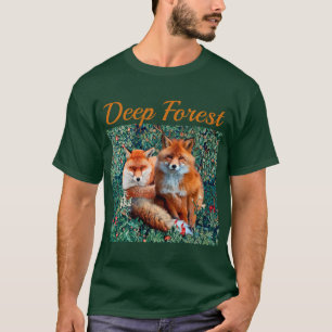 CAMISETA FORRAGENS VERMELHAS ENTRE FOLHAS VERDE, FOLIAGEM,