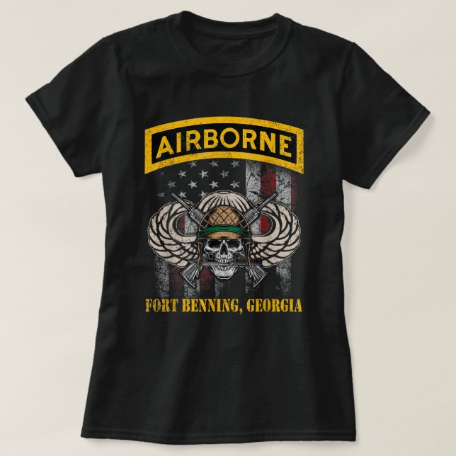 Camiseta Fort Benning GA Airborne Div Veter (Frente do Design)