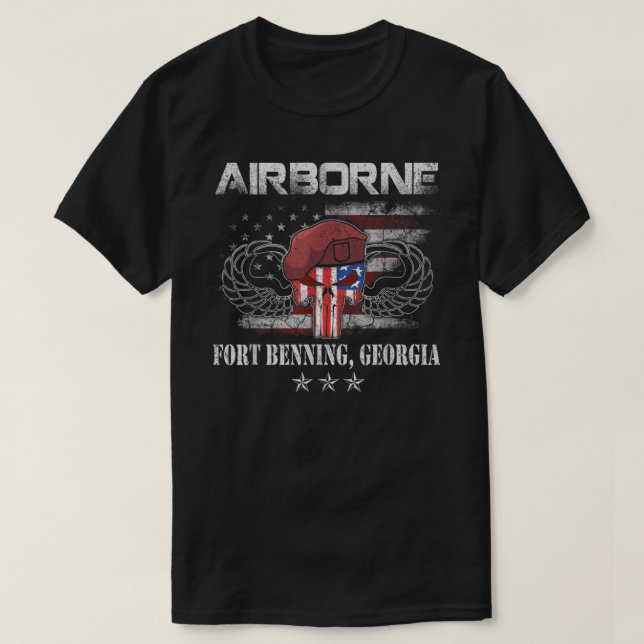 Camiseta Fort Benning GA Army BaseAirborne Tshirt, Veterans (Frente do Design)
