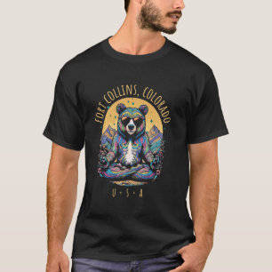Camiseta Fort Collins Colorado Urso Abstrato Chill Zen Yoga