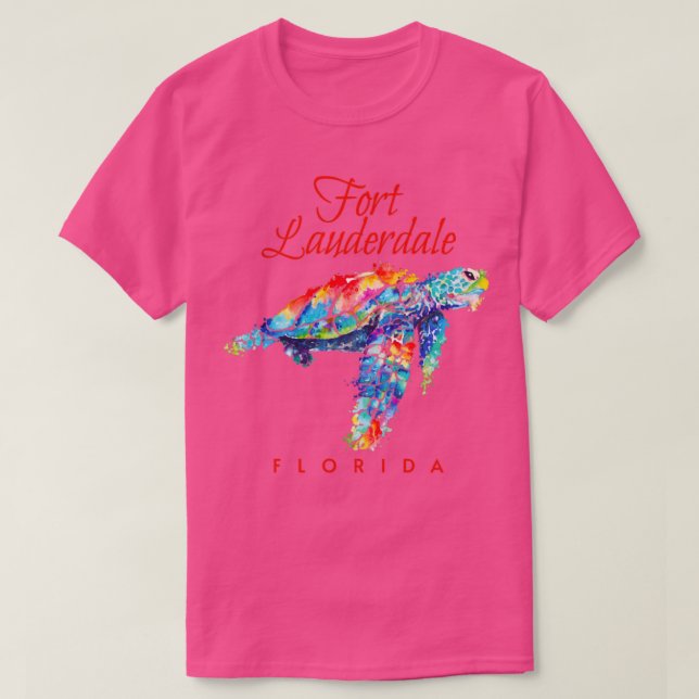 Camiseta Fort Lauderdale Florida Watercolor Sea Turtle (Frente do Design)