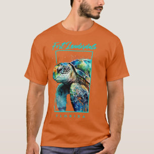 Camiseta Fort Lauderdale Florida Watercolor Sea Turtle Port