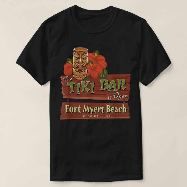 Camiseta Fort Myers Beach Flórida Bar de Tiki (Frente do Design)