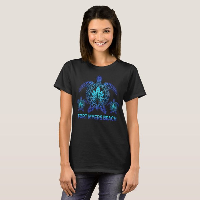 Camiseta Fort Myers Beach Florida Blue Sea Turtle Souvenirs (Frente Completa)