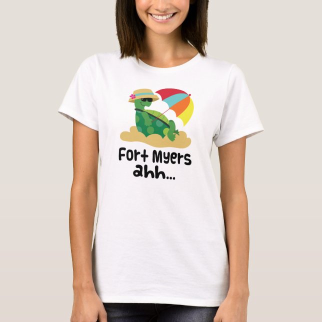 Camiseta Fort Myers (tartaruga na praia) (Frente)