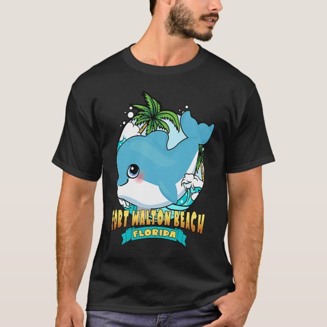 Camiseta FORT WALTON BEACH FLORIDA Cute Baby Dolphin Beach  (Frente)