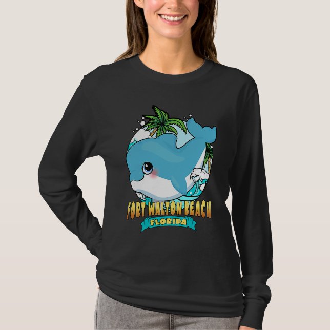 Camiseta FORT WALTON BEACH FLORIDA Cute Baby Dolphin Beach  (Frente)