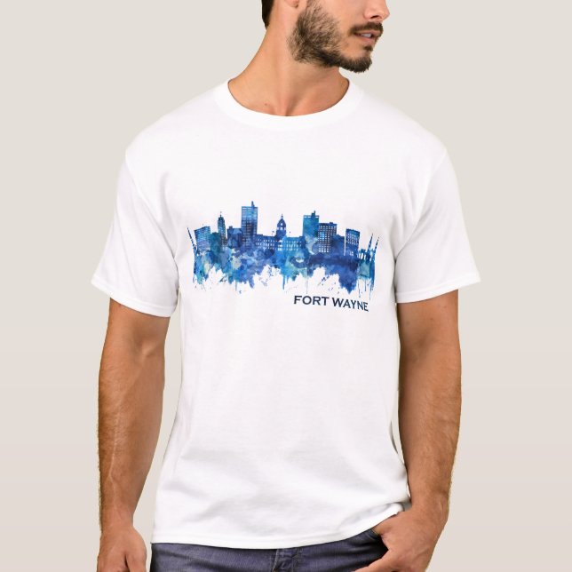Camiseta Fort Wayne Indiana Skyline Blue (Frente)