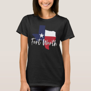 Camiseta Fort Worth, Texas Flag Map Black Women's
