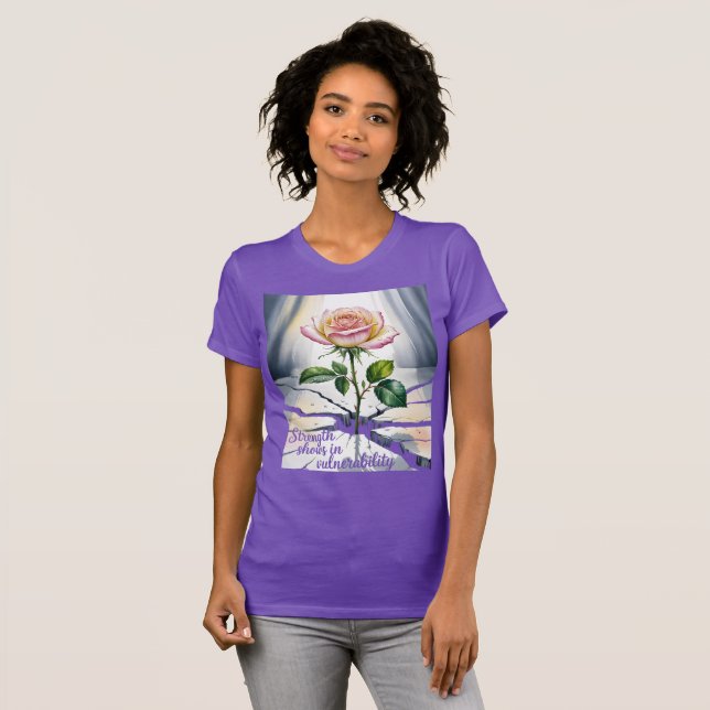 Camiseta Fortalecimento mostra em Vulnerabilidade Rosa de A (Frente Completa)