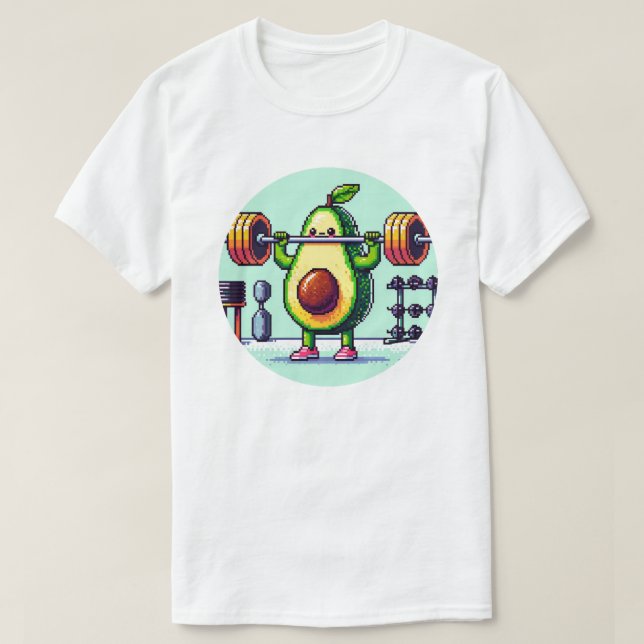 Camiseta Forte Avocado - Engraçado Engraçado Arte Pixel (Frente do Design)