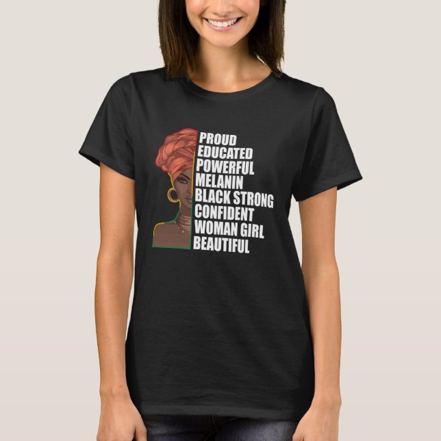 Camiseta Forte Confi Melanin Black, Poderoso E Educado (Frente)