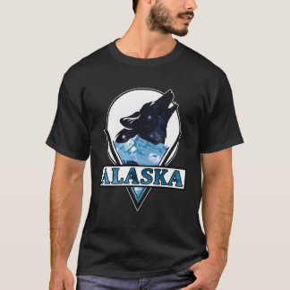 Camiseta Forte de Lobo de Gelo da Montanha Azul do Alasca,