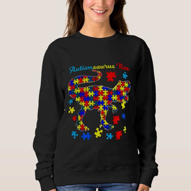 Camiseta Forte Dinossauro Autismsaurus Rex Autismo Consciên (Frente)