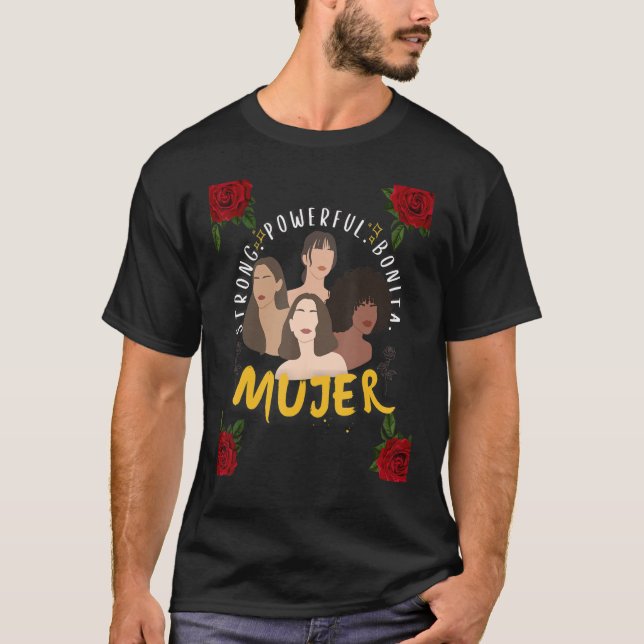 Camiseta Forte e poderosa Bonita Latina Orgulho Motivati (Frente)