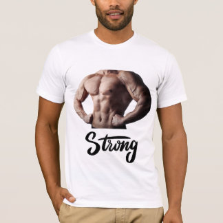 Camiseta Forte e Poderoso - Design do Corpo Muscular