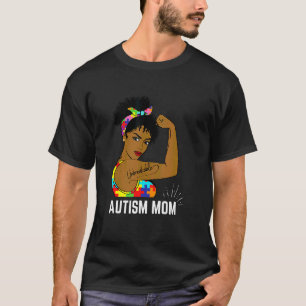 Camiseta Forte Mãe Afro Conscientização do Autismo Mulheres