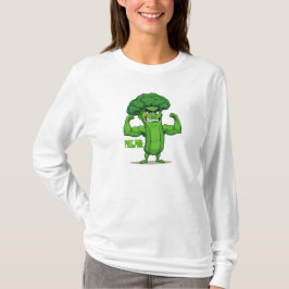 Camiseta Forte Veggies Club-Flexível Brócolis Funny Cartoon