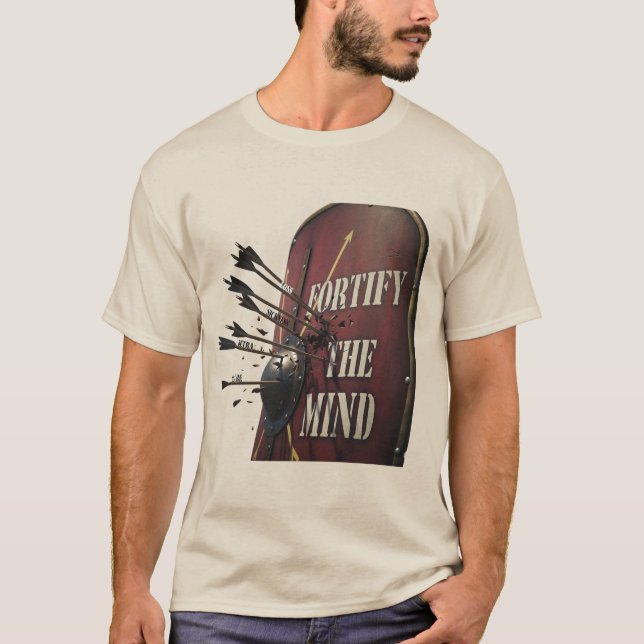 Camiseta Fortify The Mind | Stoic Roman Shield Motivational (Frente)