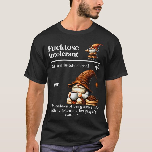 Camiseta Fortose Intolerant Definition Funny Gnome Coffee  (Frente)
