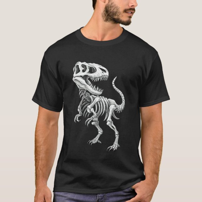 Camiseta Fóssil de Esqueleto de T Rex Dinossauro Paleontólo (Frente)