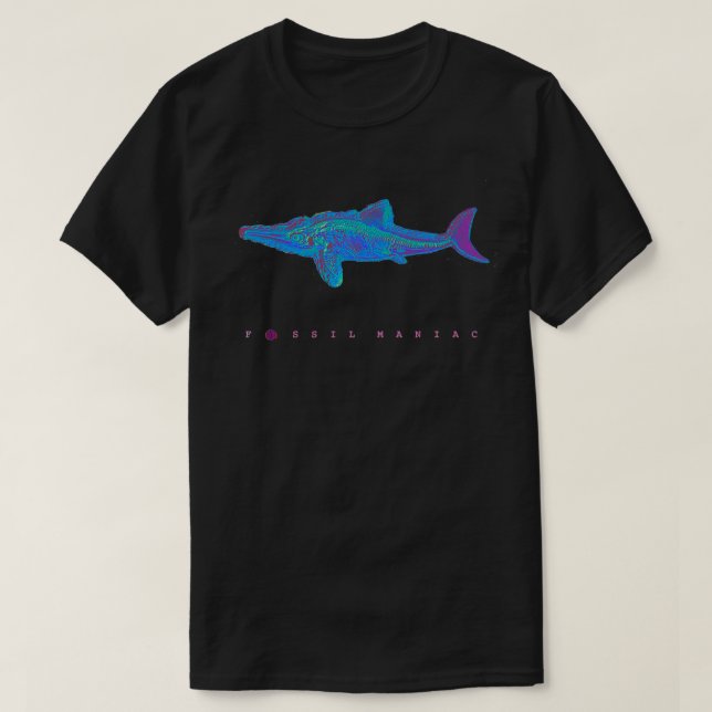 Camiseta Fóssil Ichthyosaur Azul (Frente do Design)