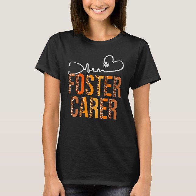 Camiseta Foster Carer Leopard Heartbeat Mulheres (Frente)