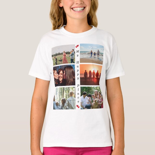 Camiseta Foto 6 personalizável da minha família feliz (Frente)