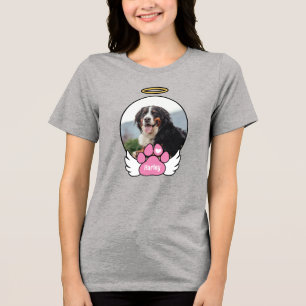 Camiseta Foto Angel Wings Rosa Paw Adicione Nome Memorial d