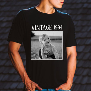 Camiseta Foto Antiga & Ano Preto E Branco Aniversário