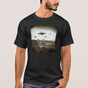 Camiseta Foto Antiga Vintage de Gato Alien OVNI Chocado Sel
