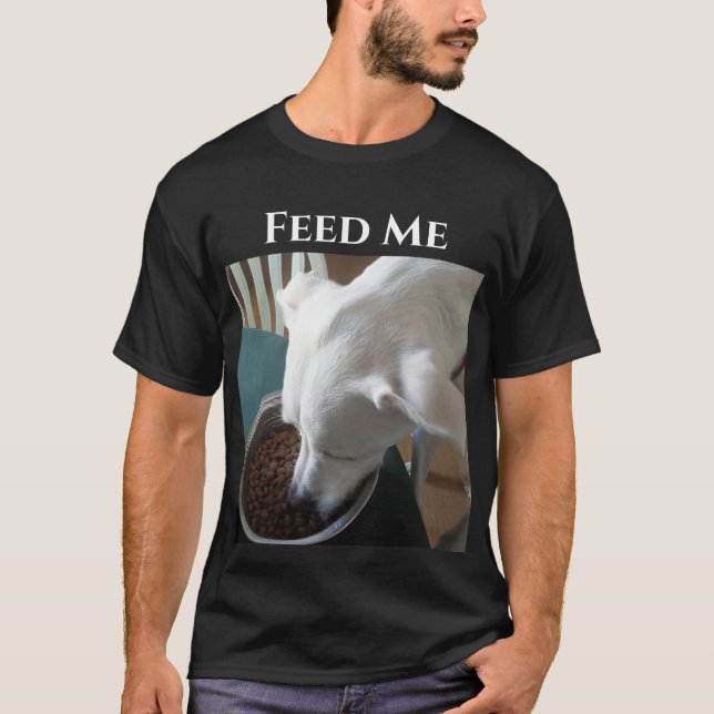 Camiseta Foto bonita de cachorro faminto que não pode esper (Frente)